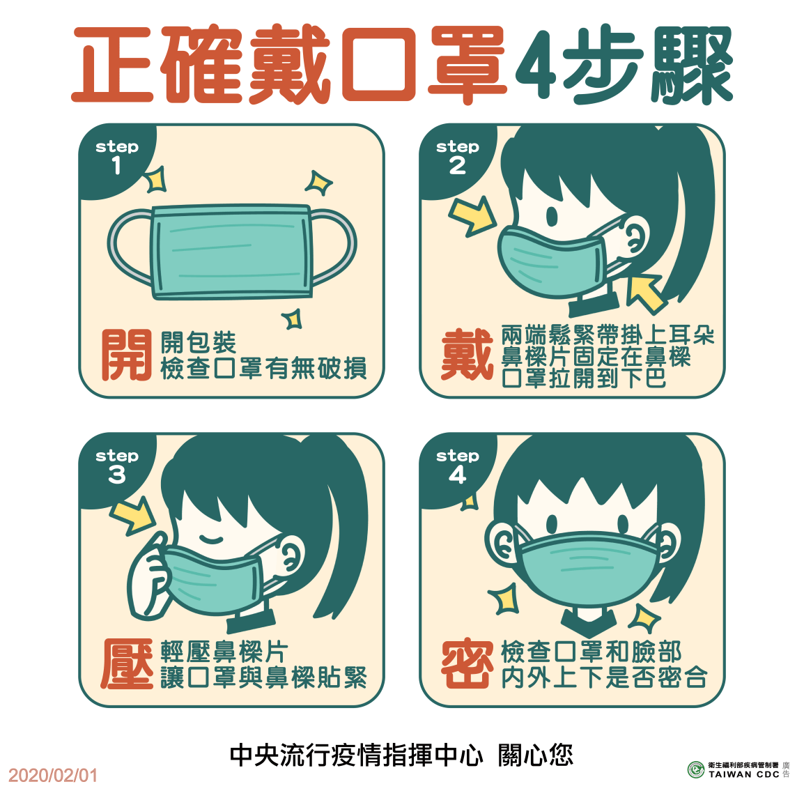 【防疫宣導】正確戴口罩四步驟😷